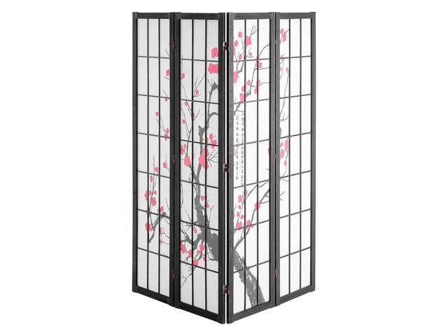 Room Divider, 4 Panel Japanese Room Divider Screen, Wood Folding Privacy Screen Indoor, Japanese Partition Portable Decoration Dividers, for Room...