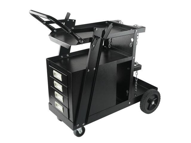Welding Cart, 2-Tier 4 Drawers Welder Cart with 265 LBS Weight Capacity, 360° Swivel Wheels, Tank Storage Safety Chains, Heavy Duty Rolling MIG...