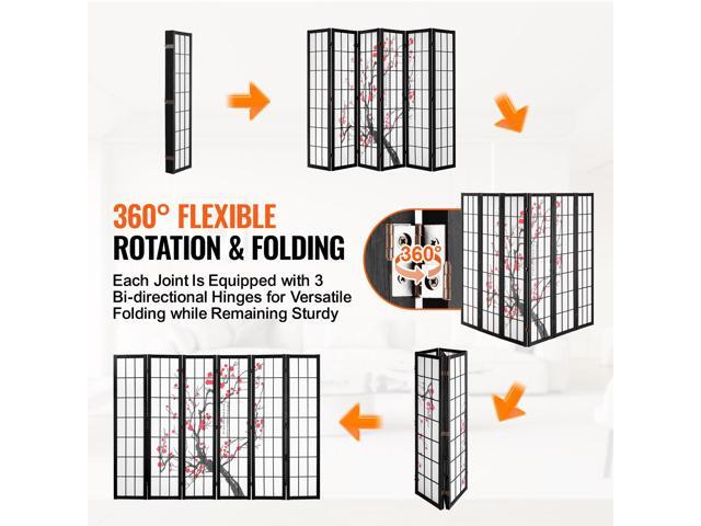 Room Divider, 6 Panel Japanese Room Divider Screen, Wood Folding Privacy Screen Indoor, Japanese Partition Portable Decoration Dividers, for Room...