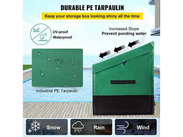 VEOVR Outdoor Storage Box, 150 Gallon Waterproof PE Tarpaulin Deck Box with Galvanized Frame, All-Weather Protection & Portable, for Camping,...