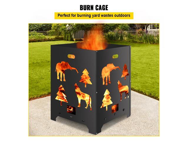 Burn Barrel, 21x21x27 inch Burn Cage, Carbon Steel Cage Incinerator, Incinerator Barrel with Lid and Handle for Outdoors