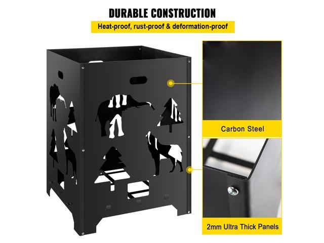 Burn Barrel, 21x21x27 inch Burn Cage, Carbon Steel Cage Incinerator, Incinerator Barrel with Lid and Handle for Outdoors
