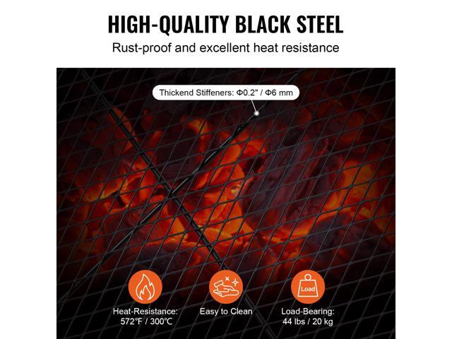X-Marks Fire Pit Grill Grate, Rectangle Cooking Grate, Heavy Duty Steel Campfire BBQ Grill Grid with Handle & Support X Wire, Portable Camping...