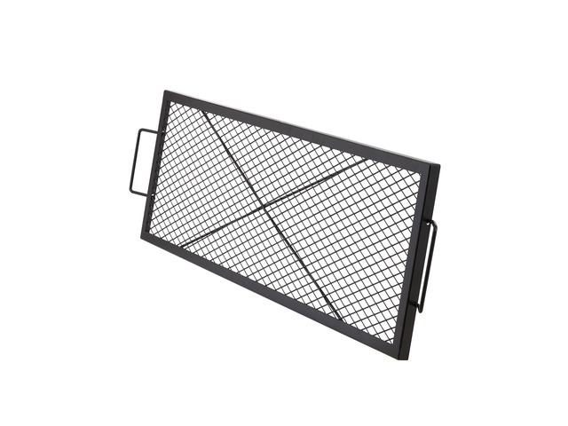 X-Marks Fire Pit Grill Grate, Rectangle Cooking Grate, Heavy Duty Steel Campfire BBQ Grill Grid with Handle & Support X Wire, Portable Camping...
