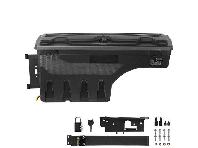 Truck Bed Storage Box, Lockable Lid, Waterproof ABS Wheel Well Tool Box 6.6 Gal/20 L with Password Padlock, Compatible with Dodge Ram 1500...