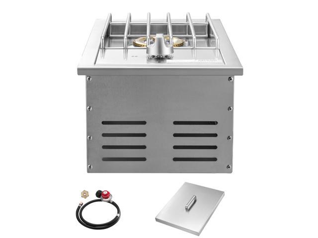 Single Grilling Side Burner, 15,000BTU Liquid Propane Side Burner for Outdoor Kitchen, Convertible to Natural Gas, 304 Stainless Steel Built-in...