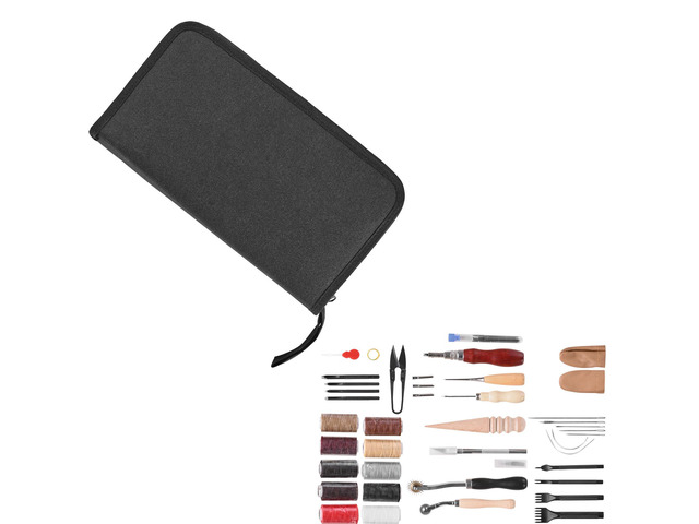 Leather Working Tools Kit, 38 PCS Leather Craft Tools with Portable Canvas Storage Bag, Engraving Punching Sewing Stamping Cutting Tools, Ideal for...
