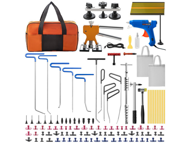 Paintless Dent Removal Rods, 89 PCS Paintless Dent Repair Tools, Golden Lifter Puller Car Dent Repair Kit, Glue Puller Tabs Dent Puller Kit for...