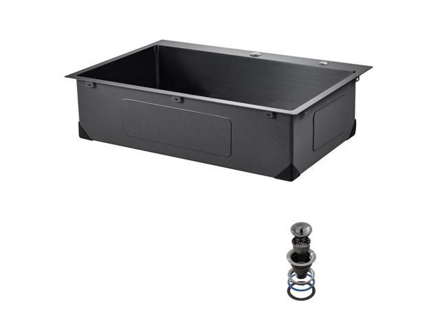 25 inch Kitchen Sink Workstation, 304 Stainless Steel Top Mount Sinks, Drop-In Single Bowl Farmhouse Basin with Accessories, Household Dishwasher...