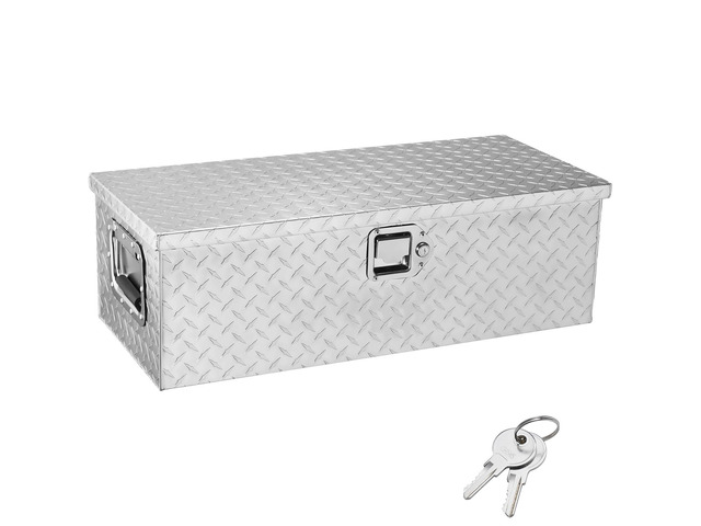 Heavy Duty Aluminum Truck Bed Tool Box, Diamond Plate Tool Box with Side Handle and Lock Keys, Storage Tool Box Chest Box Organizer for Pickup,...