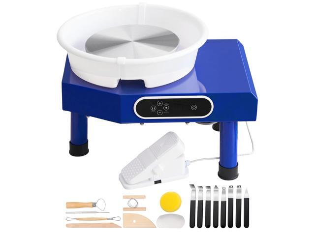 Pottery Wheel, 10in Ceramic Wheel Forming Machine, Foot Pedal ABS Detachable Basin, 60-300RPM Adjustable Speed Manual LCD Panel, Sculpting Tool...