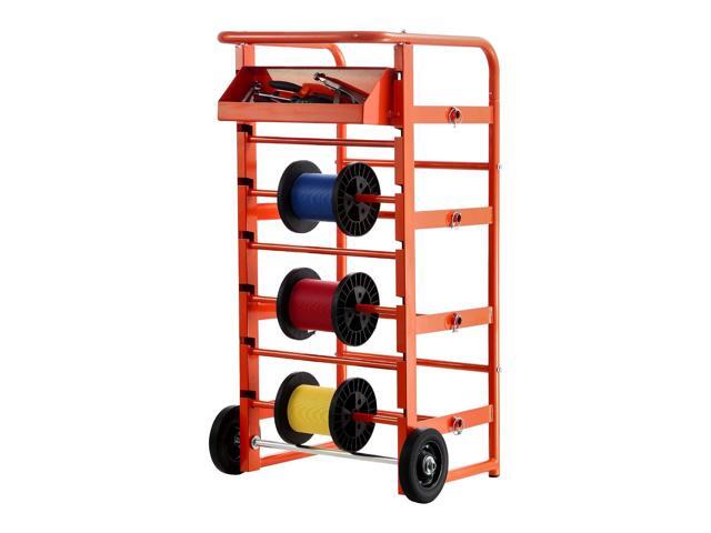 Wire Spool Rack, 11 Rods, Multi-Spool Wire Rack Dispenser, Cable Caddy with Wheels, Cable Holder with Storage Tray for Wiring Storage, for...