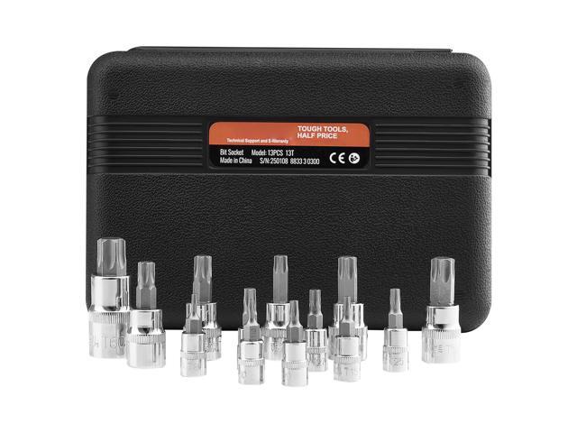 Torx Bit Socket Set, 13-Piece Star T8 - T60 Set, S2 Alloy Steel and Cr-V Steel, 1/4 in, 3/8 in, and 1/2 in Drives, with Enhanced Storage Case, Torx...