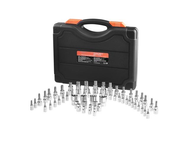 Torx Bit Socket and External Torx Socket Set, 60-Piece T6-T70, TT6-TT70, TP8-TP60, E4-E24, S2 Alloy Steel and Cr-V Steel, 1/4 in, 3/8 in, and 1/2...