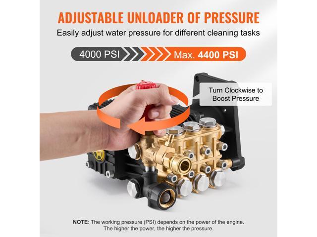 Pressure Washer Pump, 1' Shaft Horizontal Triplex Plunger, 4400 PSI, 4.4GPM, Replacement Power Washer Pumps Kit with 5 Nozzles, Compatible with...