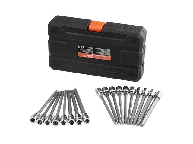Extra Long Allen Hex Bit Socket Set, 18-Piece 3/8 inch Drive, S2 Alloy Steel and Cr-V Steel, Standard SAE and Metric 1/8-Inch-3/8-Inch, 3-12mm,...