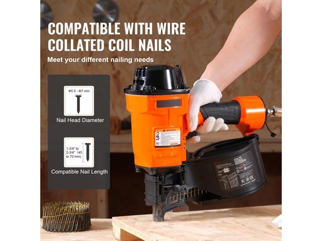 Coil Siding Nailer MCN70, 1-3/4' to 2-3/4' 15 Degree Pneumatic Siding Nail Gun, 70-120PSI Air Coil Nailer for Pallet, Crating, Framing, Siding and...