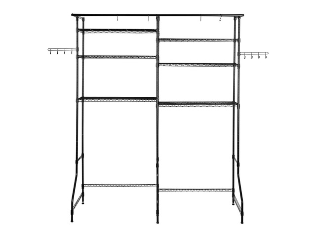 Over Washer and Dryer Storage Shelves, 6 Tiers Laundry Room Drying Rack with Hanger Rod and Hooks, Two Rows Adjustable Washer Shelves Space Saver,...