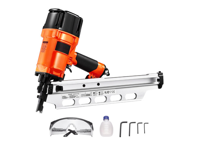 Framing Nailer, 2' to 3-1/2' 21 Degree Full Round Head Pneumatic Framing Nailer with Dual Trigger Modes & Tool-Less Depth Adjustment, 80-120PSI Pro...