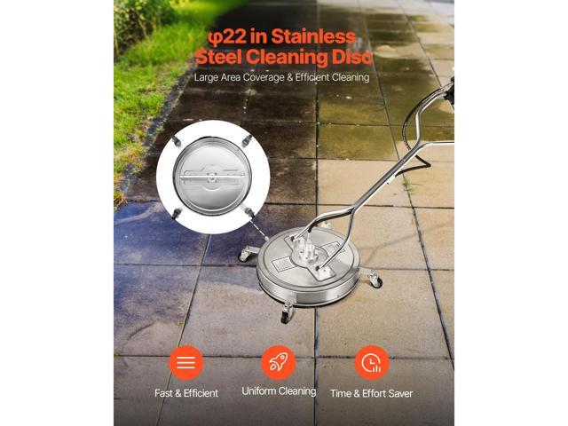 22' Pressure Washer Surface Cleaner, Stainless Steel Pressure Washer Attachments with 4 Wheels, 4500 Max PSI, 3/8 Quick Connector, 2 Spray Nozzles,...
