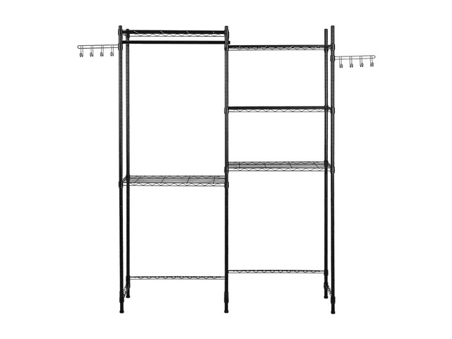 Over Washer and Dryer Storage Shelves, 5 Tiers Laundry Room Drying Rack with Hanger Rod and Hooks, Two Rows Adjustable Washer Shelves Space Saver,...