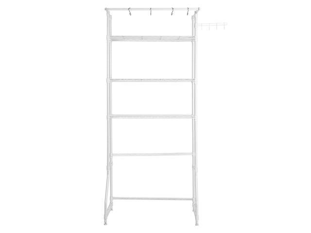 Over Washer and Dryer Storage Shelf, 3 Tiers Laundry Room Drying Rack with Hanger Rod and Hooks, Single Row Adjustable Washer Shelves Space Saver,...
