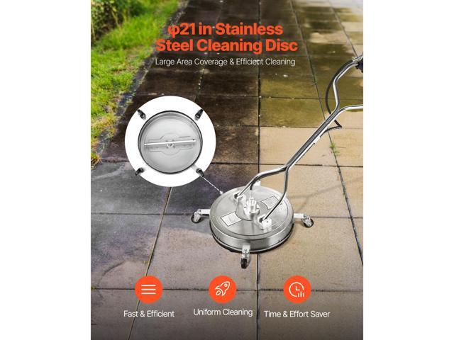 21' Pressure Washer Surface Cleaner, Stainless Steel Pressure Washer Attachments with 4 Wheels, 4500 Max PSI, 3/8 Quick Connector, 2 Spray Nozzles,...