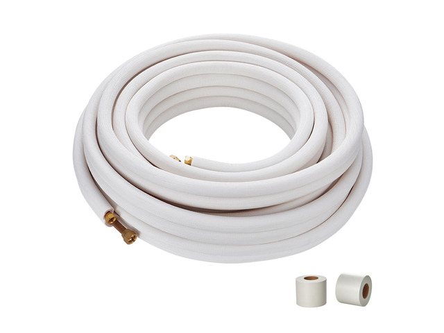 50FT Mini Split Line Set, 3/8' & 5/8' O. D Copper Pipes Tubing and Triple-Layer Insulation, for Mini Split Air Conditioning Refrigerant or Heating...