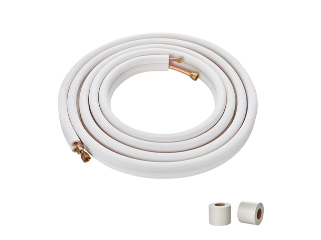 25FT Mini Split Line Set, 1/4' & 1/2' O. D Copper Pipes Tubing and Triple-Layer Insulation, for Mini Split Air Conditioning Refrigerant or Heating...