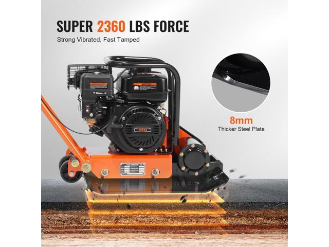 6.5HP Plate Compactor, 196CC Gas Engine, 2360 lbs Vibratory Compaction Tamper, 22.1x15.9 in Plate Power Jumping Jack Tamper, 5600 VPM Pavement...