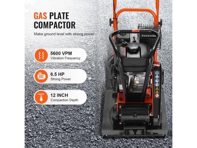 6.5HP Plate Compactor, 196CC Gas Engine, 2360 lbs Vibratory Compaction Tamper, 22.1x15.9 in Plate Power Jumping Jack Tamper, 5600 VPM Pavement...
