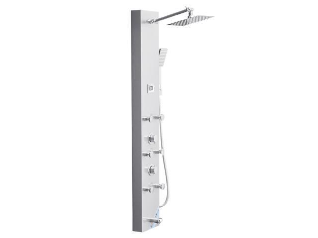 Shower Panel Tower System with Rainfall Shower Head, LED, 49 in Brushed Stainless Steel Shower Column, 4-Function Faucet, Wall-Mount Rain Massage... Shower Panel Tower System with Rainfall Shower Head, LED, 49 in Brushed Stainless Steel Shower Column, 4-Function Faucet, Wall-Mount Rain Massage...