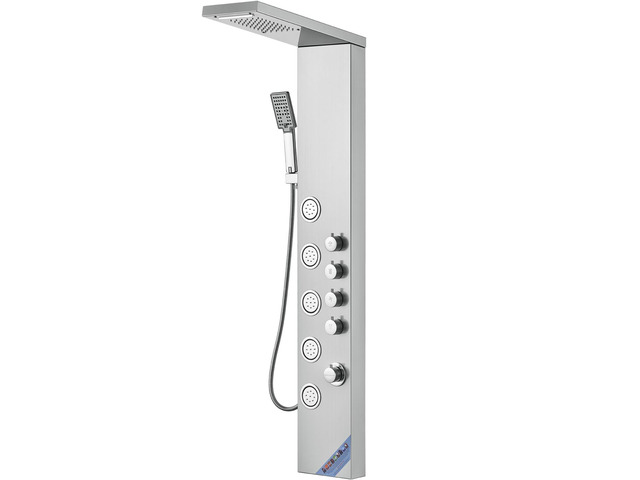 Shower Panel System, 4 Shower Modes Shower Panel Tower, Rainfall, Waterfall, 5 Full Body Massage Jets and 3-Setting Handheld Shower Head with 59'...