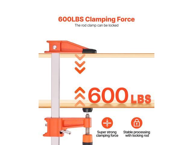Bar Clamps for Woodworking, 2-Pack 6 inch and 2-Pack 12 inch, Lockable F-Clamp with 600 lbs Load Limit, 2-1/2 inch Depth, Cast Iron and Carbon...