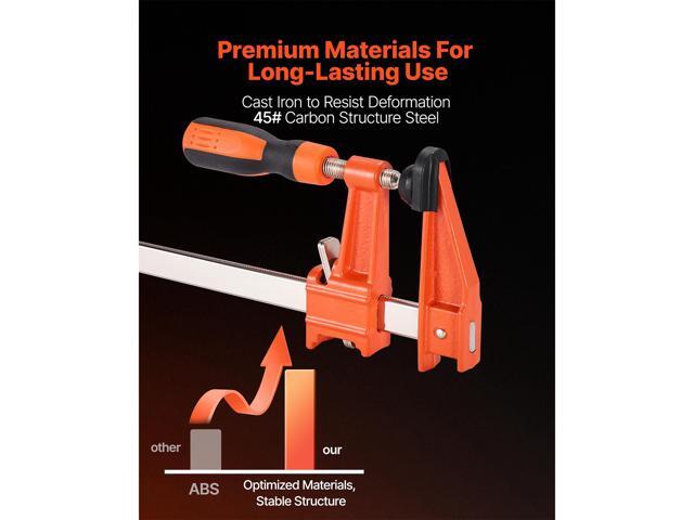 Bar Clamps for Woodworking, 2-Pack 6 inch and 2-Pack 12 inch, Lockable F-Clamp with 600 lbs Load Limit, 2-1/2 inch Depth, Cast Iron and Carbon...