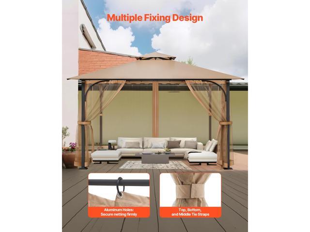 Gazebo Netting Replacement, Fit Most 10 x 10 x 7 FT Gazebo Curtain, Outdoor Garden Net, 4-Panel Sidewall Mesh Net, Patio Midge Netting with Double...