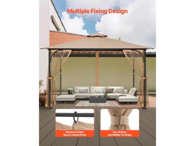 Gazebo Netting Replacement, Fit Most 10 x 12 x 7.3 FT Gazebo, Outdoor Garden Gazebo Net, 4-Panel Sidewall Mesh Gazebo Curtain, Patio Midge Netting...