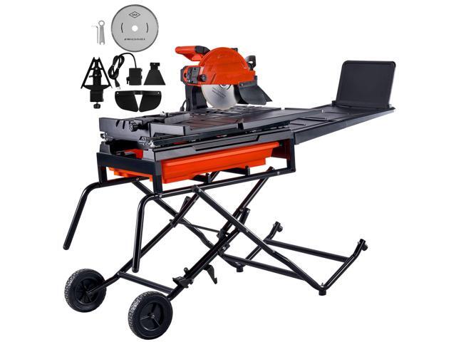 Wet Tile Saw with Stand, 10-inch 65Mn Steel Blade, 4500 RPM Motor, Tile Cutter Wet Saw with Water Reservoir and Casters, 0-45 Degrees Miter Angle...