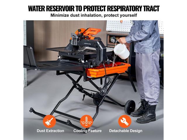 Wet Tile Saw with Stand, 10-inch 65Mn Steel Blade, 4500 RPM Motor, Tile Cutter Wet Saw with Water Reservoir and Casters, 0-45 Degrees Miter Angle...