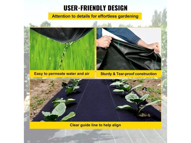 3FTx50FT Premium Weed Barrier Fabric Heavy Duty 5OZ, Woven Weed Control Fabric, High Permeability Good for Flower Bed, Geotextile Fabric for...