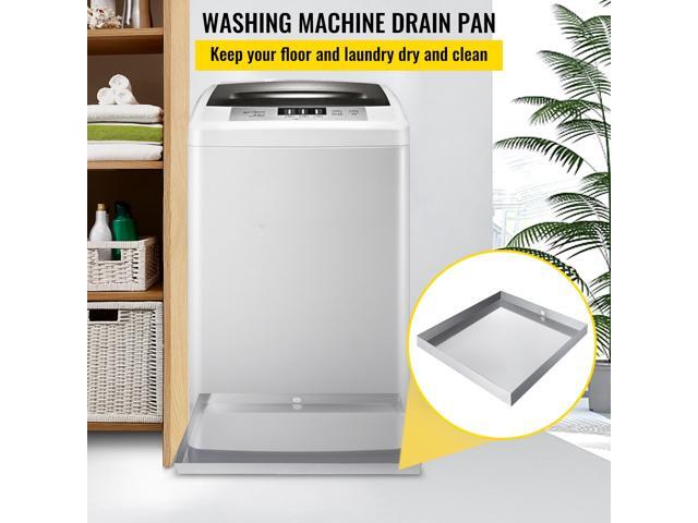 32 x 32 x 2.5 Inch Washing Machine Pan 18 GA Thickness 304 Stainless Steel Heavy Duty Compact Washer Drip Tray with Drain Hole & Hose Adapter