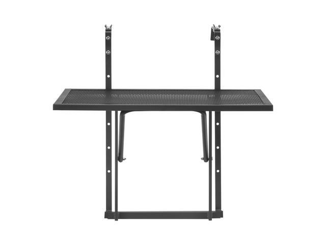 Balcony Hanging Table, 19 x 24 in Metal Folding Balcony Railing Table, Outdoor Balcony Bar Table for Railings, 5-Level Adjustable, Fit Railing from...