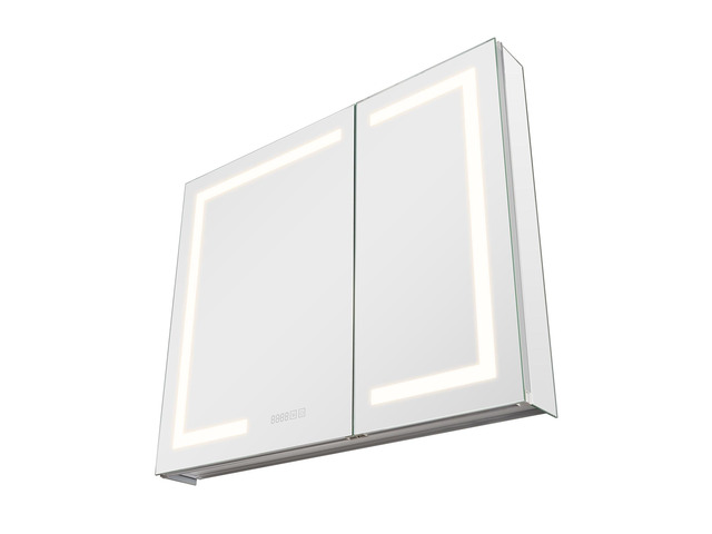 Lighted Medicine Cabinet with Mirror, 36 x 30 in Recessed or Wall Mount, 3 Color Dimmable LED Bathroom Medicine Cabinet with HD Mirror, Clock,...