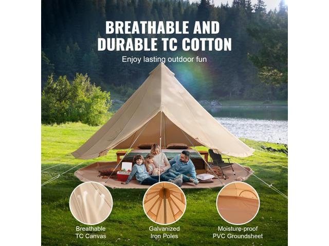 Canvas Bell Tent, 4 Seasons 7 m/22.97 ft Yurt Tent, Canvas Tent for Camping with Stove Jack, Breathable Tent Holds up to 12 People, Family Camping...