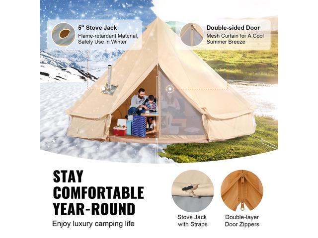 Canvas Bell Tent, 4 Seasons 7 m/22.97 ft Yurt Tent, Canvas Tent for Camping with Stove Jack, Breathable Tent Holds up to 12 People, Family Camping...
