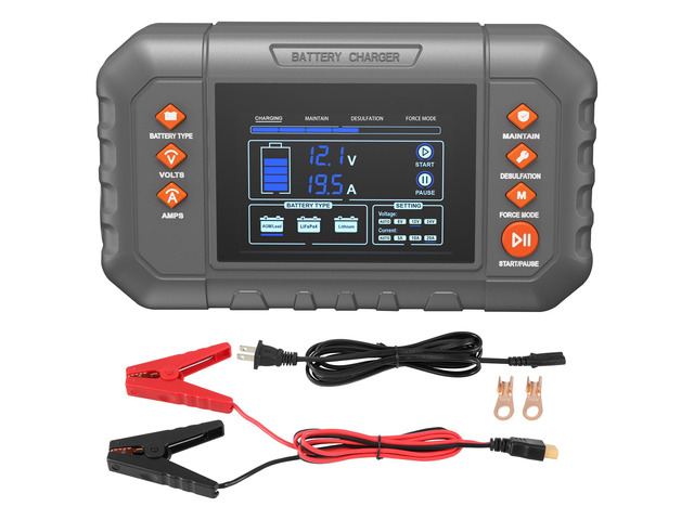 VEVOR Smart Battery Charger, 20-Amp, Lithium LiFePO4 Lead-Acid (AGM / Gel / SLA) Car Battery Charger with LCD Display, Trickle Charger Maintainer...