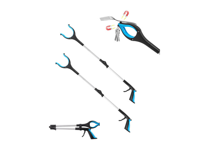 Grabber Reacher Tool, 2-Pack 34' Foldable Reacher Grabber Pickup Tool with 360° Rotating Wide Jaw and Dual-Sided Magnet, Lightweight Grabber...