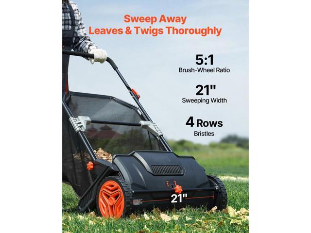 Push Lawn Sweeper, 21inch Leaf & Grass Collector, Strong Plastic Wheels & Heavy Duty Thickened Steel Durable to Use with Large Capacity 3.5 cu. ft....