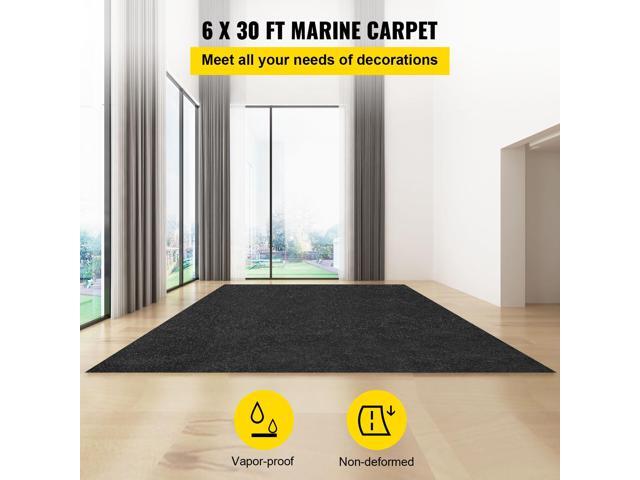 Marine Carpet, 6 x 30 ft Boat Carpeting, Charcoal Black Marine Grade Boat Carpet, Indoor/Outdoor Marine Carpeting with Water-proof TPR Backing,...