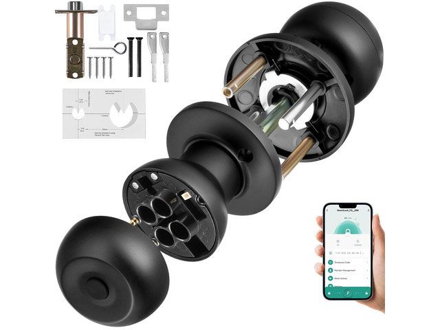 Smart Door Knob, Biometric Door Lock Bluetooth Smart Lock, Fingerprint Smart Lock with APP Control, Easy Installation Door Lock, for Home Bedrooms,...